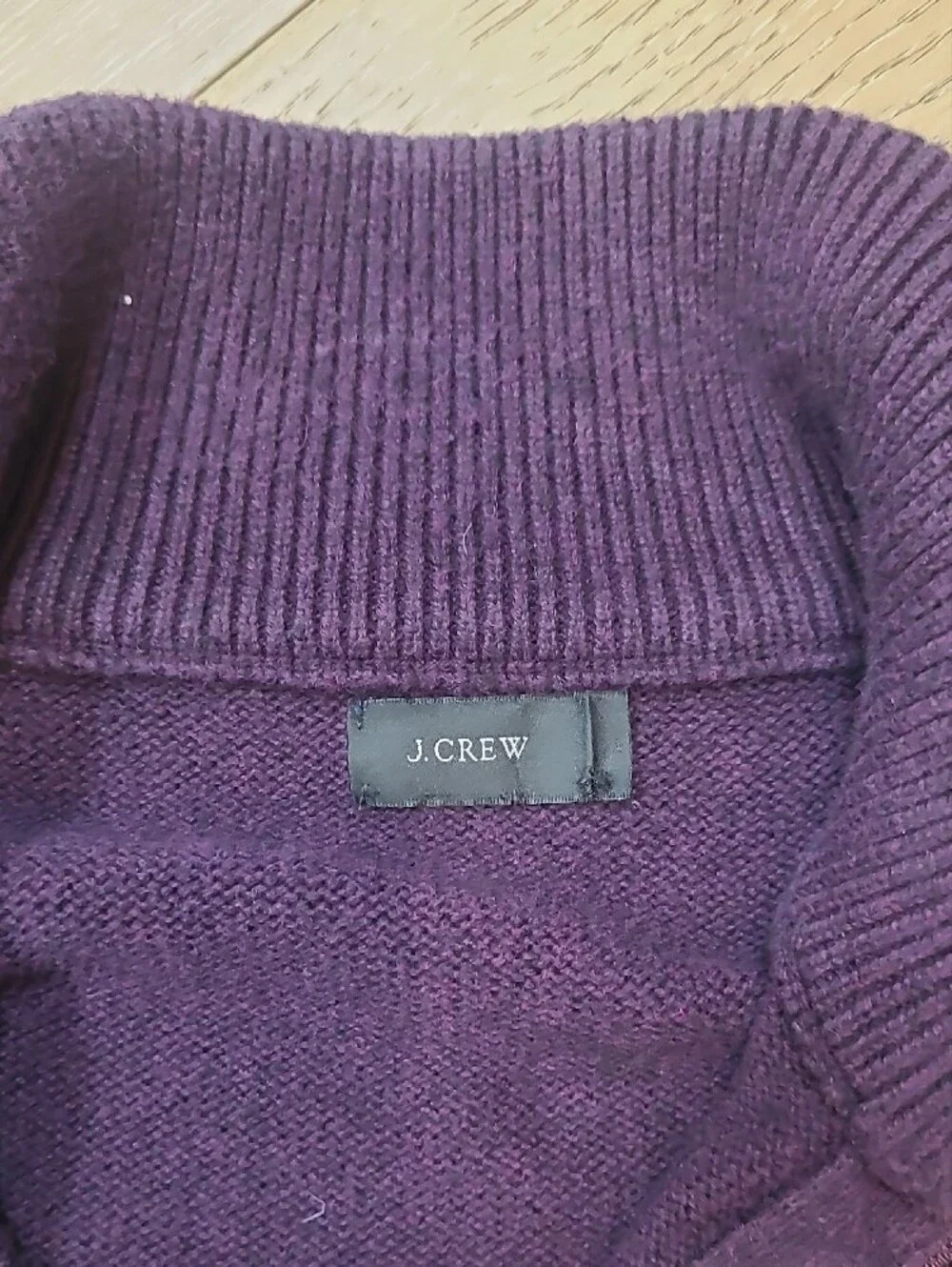 J. Crew Sweater Men's sz XLT Purple 1/4 Zip Cotton Blend Knit Sweater